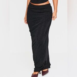 Black Glittery Maxi Skirt